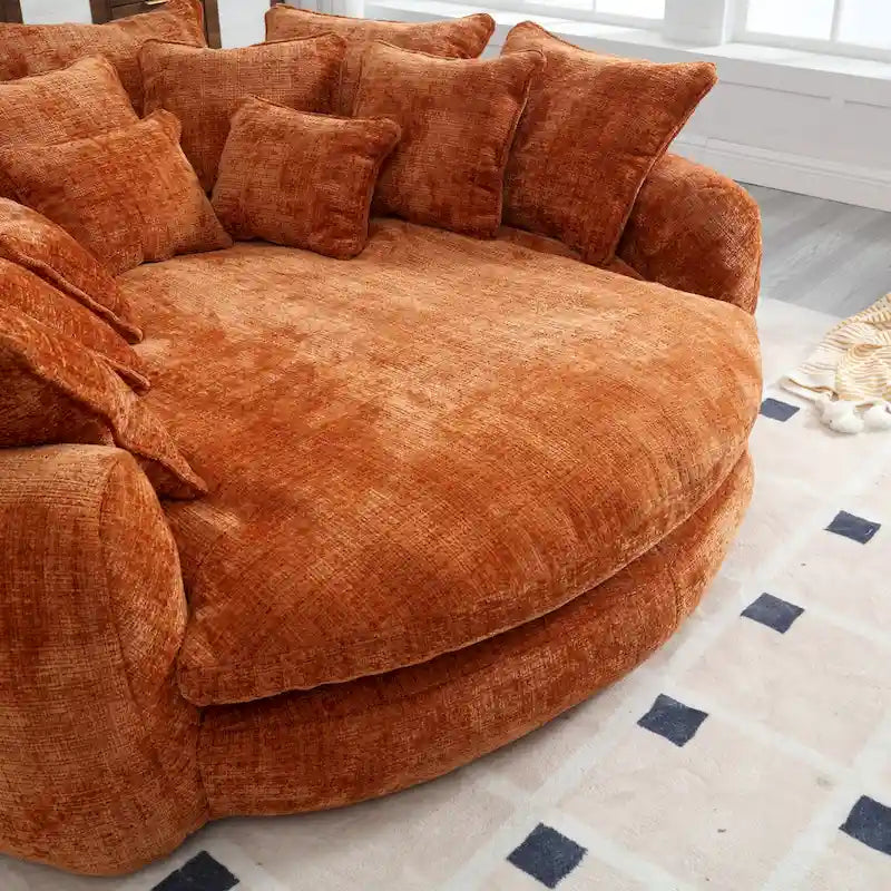 Comodo divano letto matrimoniale a forma di pagnotta, formato extra-large con braccioli