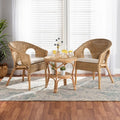 Baxton Studio Abbey moderne bohemische 3-delige set voor de woonkamer van natuurlijk bruin antiek rotan