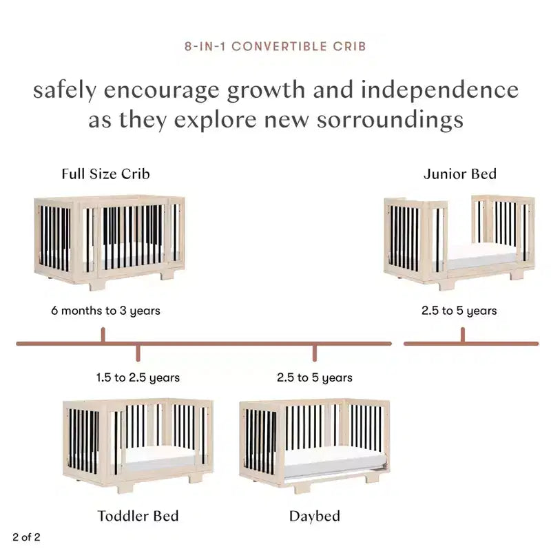 Lit bébé convertible Babyletto Yuzu 8-en-1 avec kits de conversion pour toutes les étapes