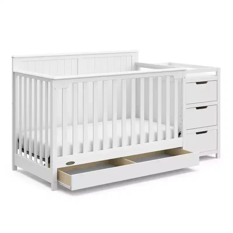 Lettino trasformabile 5 in 1 con fasciatoio e cassetto