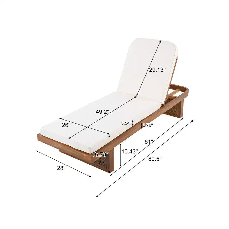 Set da esterno Christopher Knight Home Wino da 3 pezzi in legno di acacia e rattan, con lettino prendisole, cuscino e tavolino a doghe