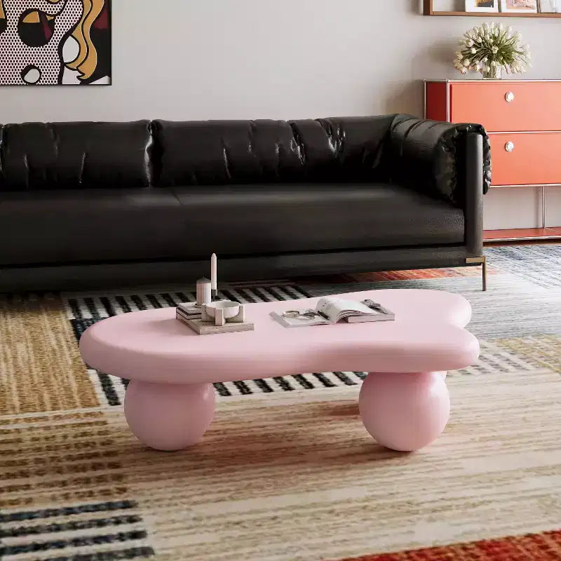 Table basse nuage de 40 pouces avec pieds sphériques, table centrale moderne aux formes irrégulières pour le salon, rose