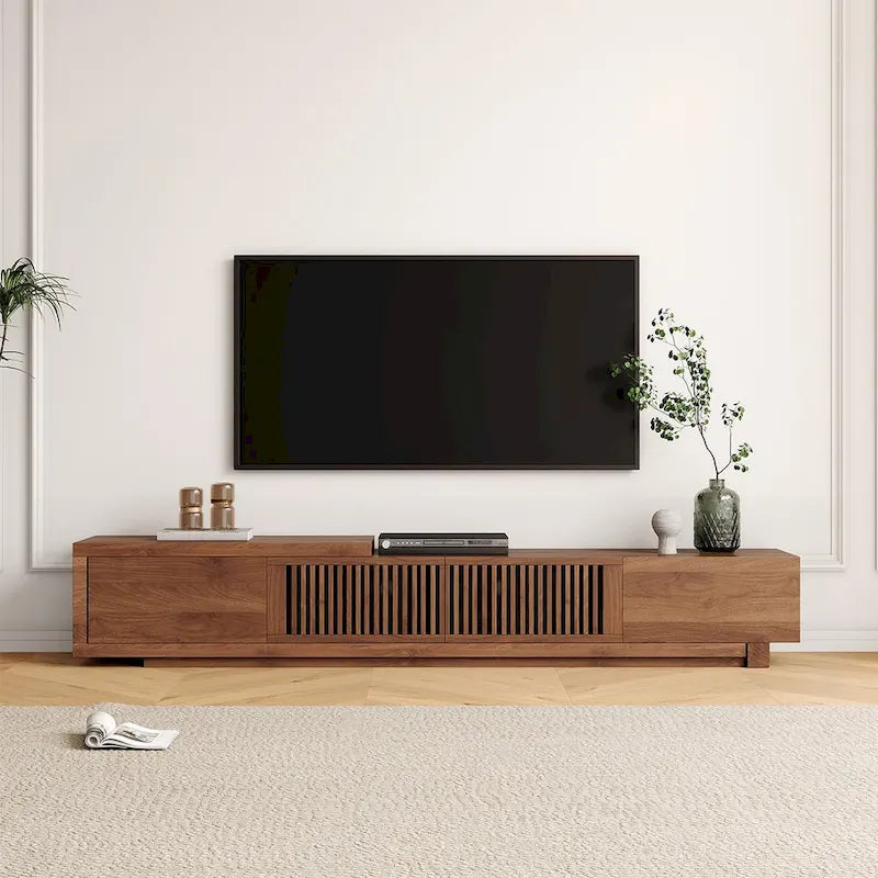 Meuble TV moderne rétractable et extensible avec 4 tiroirs, jusqu’à 103 pouces - 78.54D x 15.74W x 13.78H
