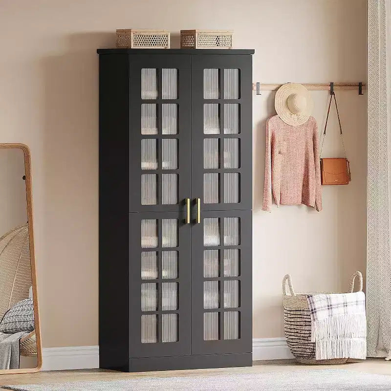 Hoher Schuhschrank von Lantine mit Türen, Schuhaufbewahrung mit 8 Ebenen und verstellbaren Einlegeböden, moderner Schuhschrank für Flur, Kleiderschrank und Wohnzimmer, Weiß