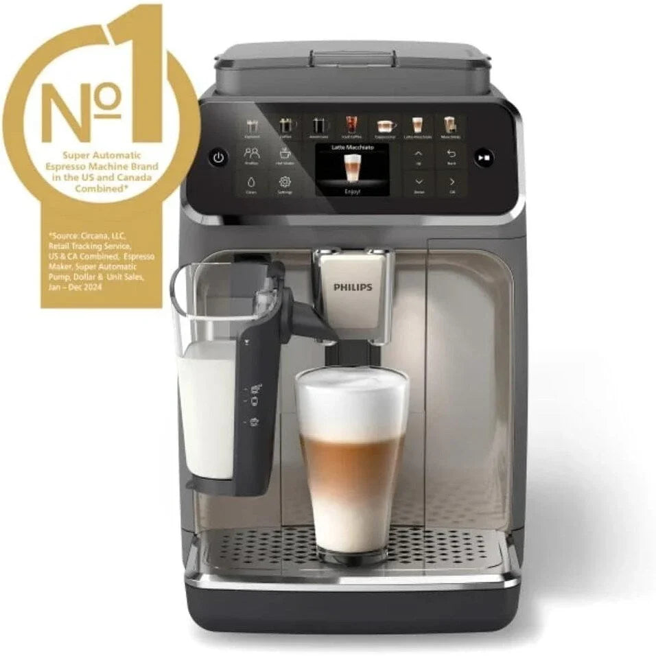 Macchina da caffè espresso premium, 12 bevande calde/fredde, sistema LatteGo, macinacaffè in ceramica, nero cromato