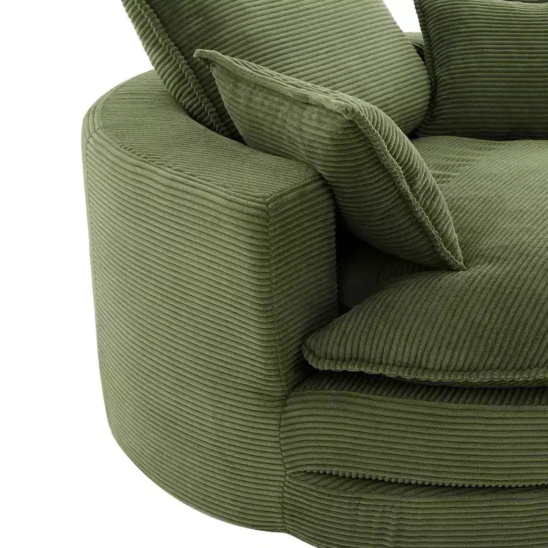 Fauteuil d’appoint pivotant à 360°, fauteuil tonneau rond pivotant avec coussin pour le salon
