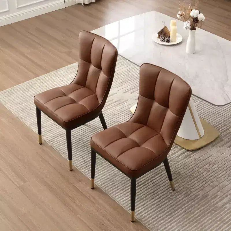 Bekrvio eetkamerstoelen set van 6, moderne gestoffeerde zitting van imitatieleer met hoge rugleuning, metalen poten, keukenstoelen zonder armleuningen voor woon- en eetkamer