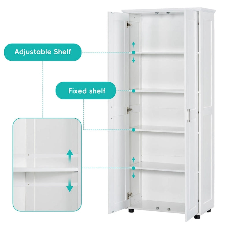 Mobiletto da bagno con due ante, ripiano regolabile, pannello in MDF