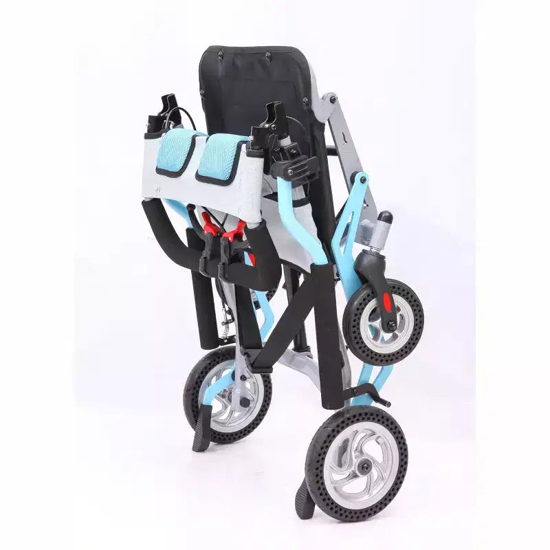 Fauteuil roulant de transport ultra léger pour personnes âgées, pliable et portable, avec frein à main verrouillable et accoudoirs rabattables amovibles