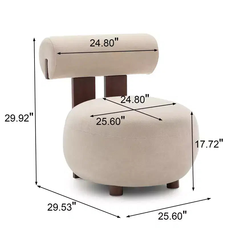Fauteuil d'appoint sculptural moderne Christopher Knight Home Chariya en hévéa, revêtement en velours et dossier cylindrique