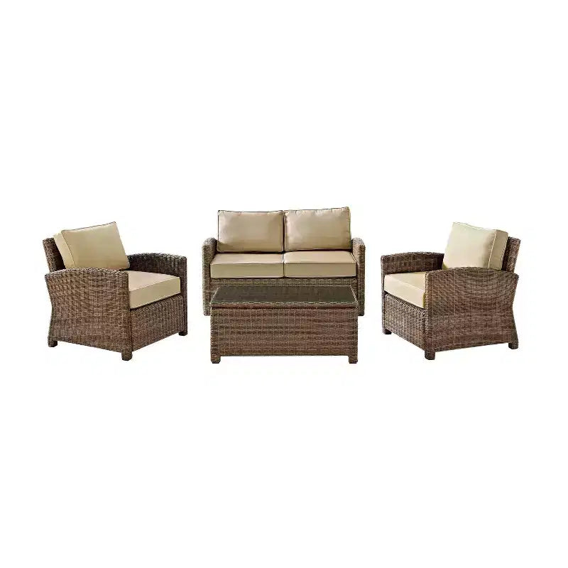 Set da esterno Bradenton in vimini, 4 pezzi - Crosley