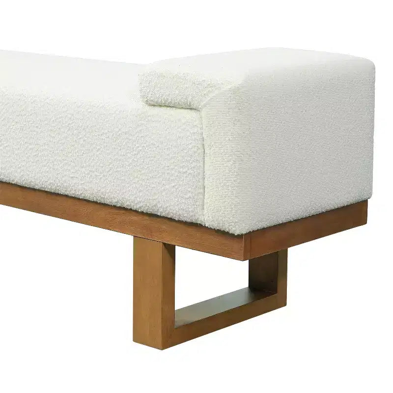 Christopher Knight Home Paulina moderne bank van rubberhout, bekleed met bouclé