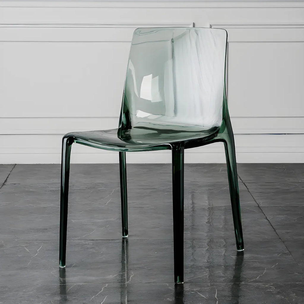 Chaise de salle à manger ambre en acrylique, sans accoudoirs et à dossier bas