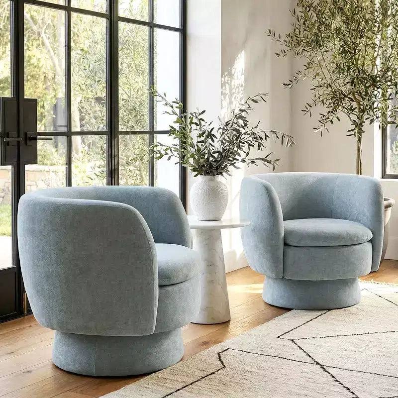 2er-Set moderne drehbare Fassonsessel mit Stoffbezug, um 360 Grad drehbare Akzentsessel für Wohnzimmer und Schlafzimmer-Panipeachy