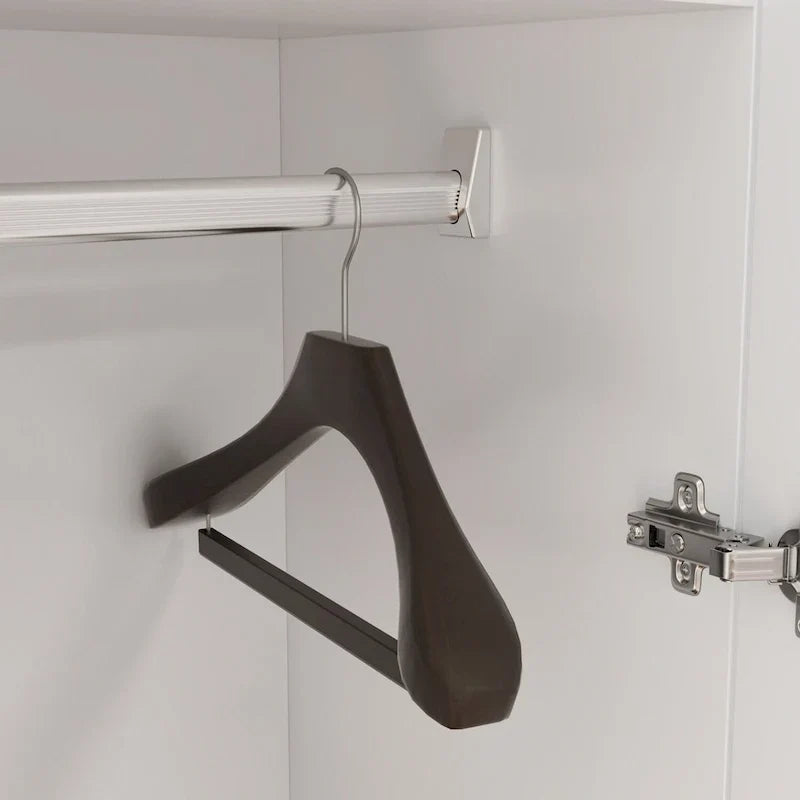 Armoire à deux portes autoportante pour chambre avec tringle à vêtements