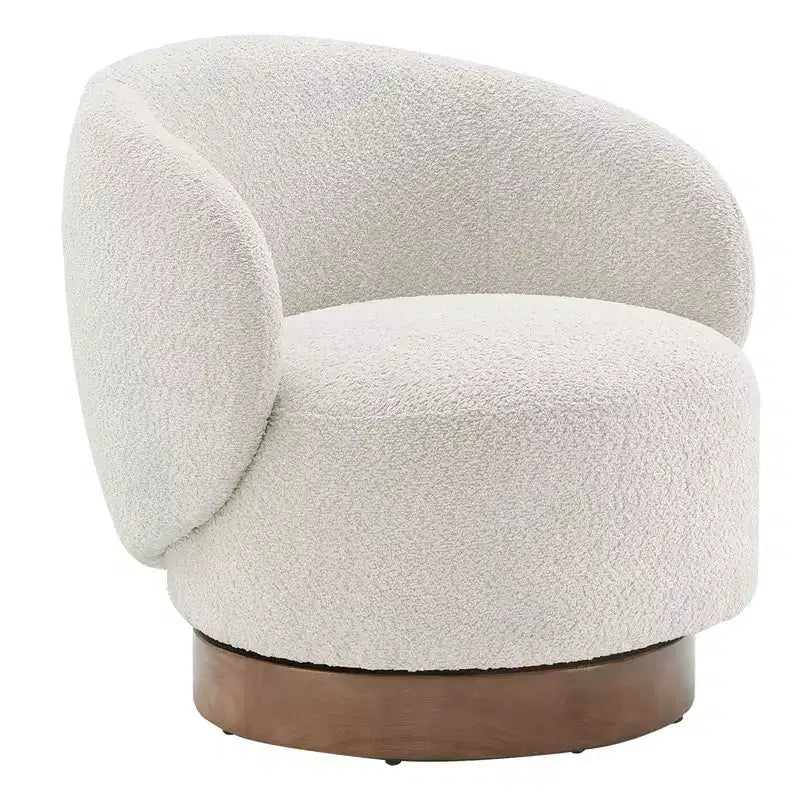 Spruce&Spring gestoffeerde draaibare fauteuil met kuipvormige rugleuning en houten onderstel