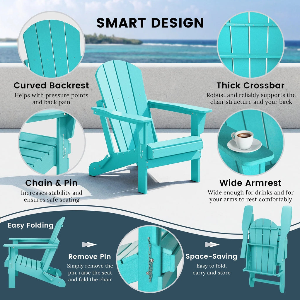 Polytrends Laguna Adirondack-Klappstuhl für die Terrasse, lichtecht und wetterbeständig