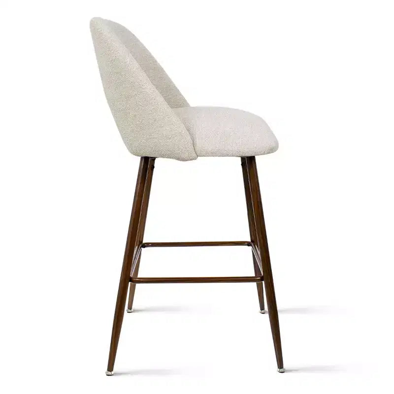 Ensemble de 3 tabourets de bar mi-hauteur de style moderne du milieu du siècle, chaises rembourrées de 26 po pour îlot de cuisine, pieds en métal finition noyer - Panipeachy