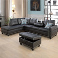 Set di divani moderno nero da 3 pezzi in similpelle e pelle sintetica: stile elegante per il soggiorno