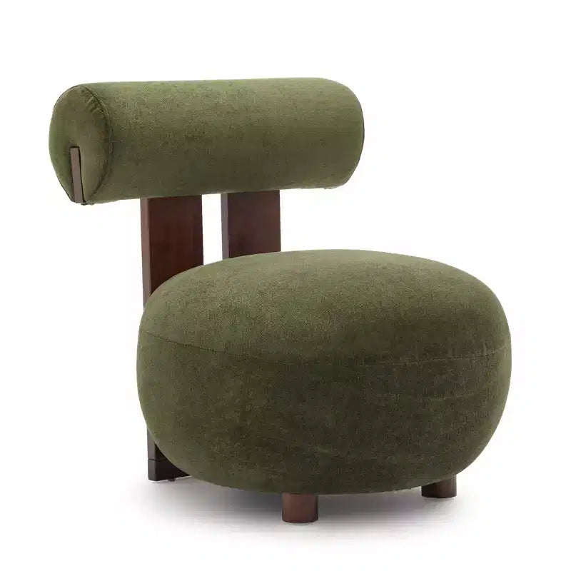 Fauteuil d'appoint sculptural moderne Christopher Knight Home Chariya en hévéa, revêtement en velours et dossier cylindrique