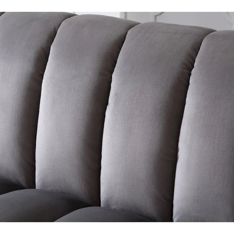 Fabric Upholstered Channel Back Living Room Convertible Sofabed