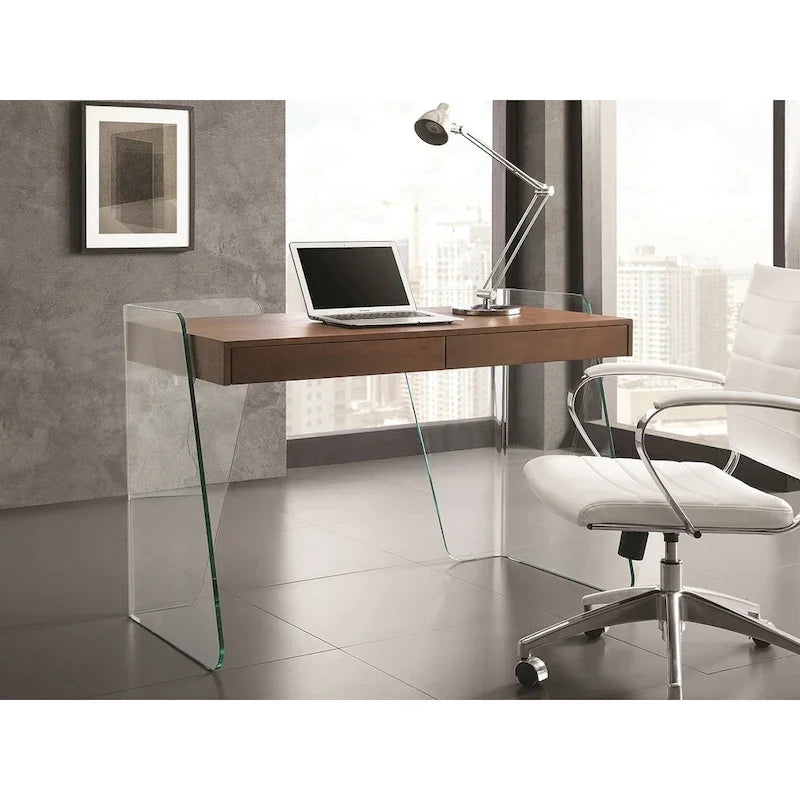Bureau de bureau ARCHIE avec verre transparent.
