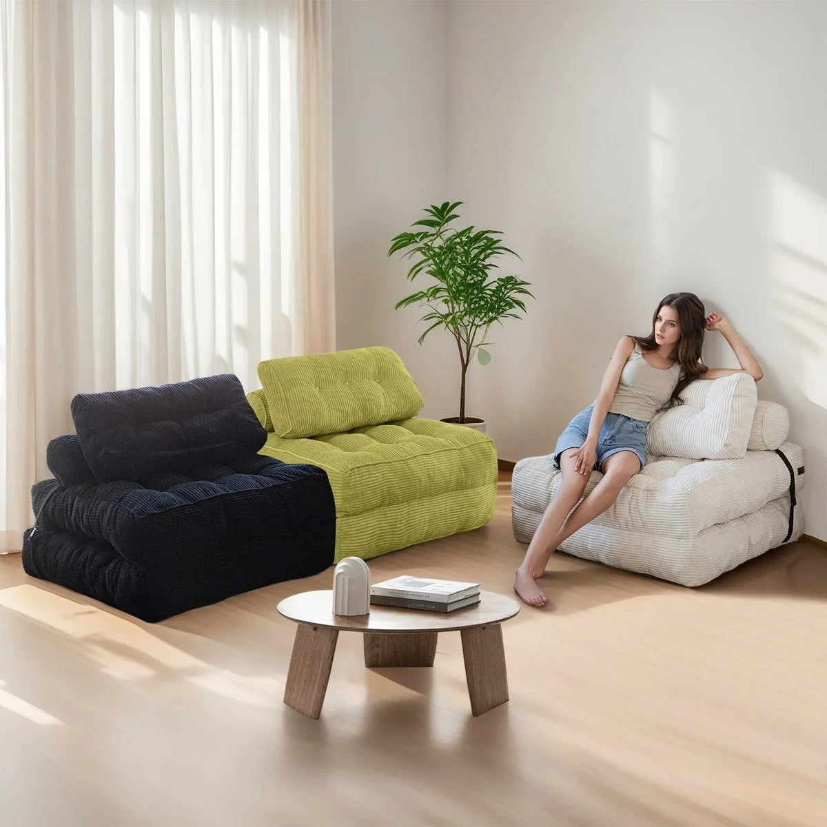 8 Cordsofa, Klappsofabett, Einzel
