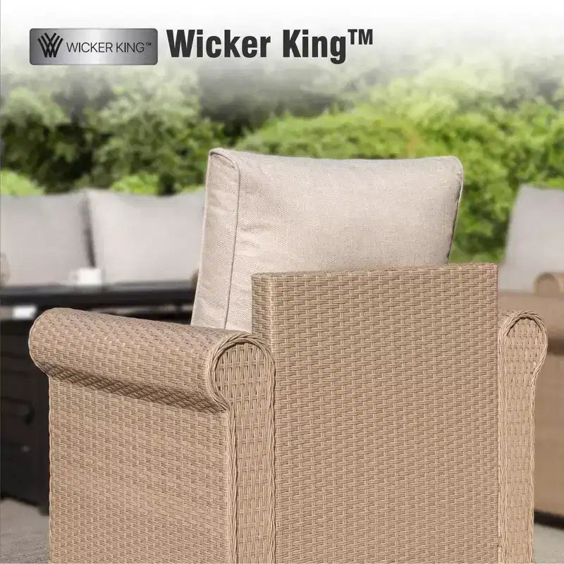 Set di divani da giardino in vimini di lusso Captiva Designs, 6 pezzi, con braccioli curvi e cuscini