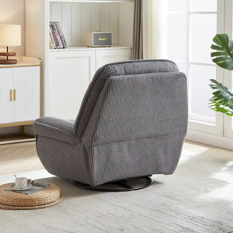 Drehsessel mit Cordbezug, Schaukelfunktion und Fußstütze fürs Wohnzimmer