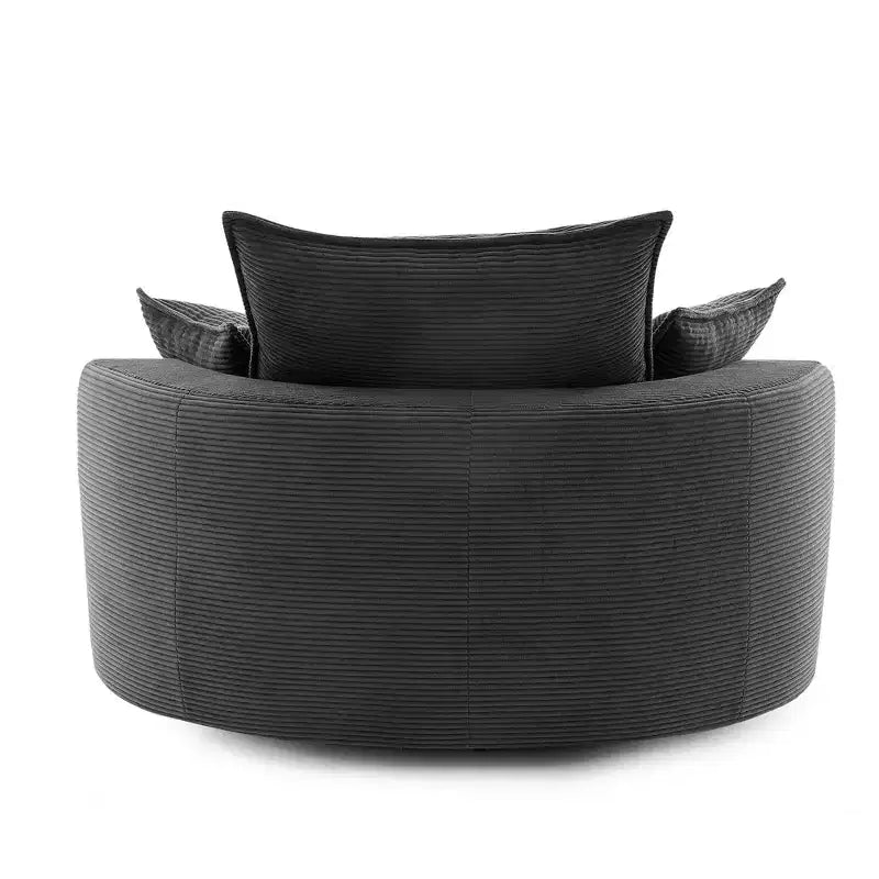 Fauteuil d’appoint pivotant à 360°, fauteuil tonneau rond pivotant avec coussin pour le salon