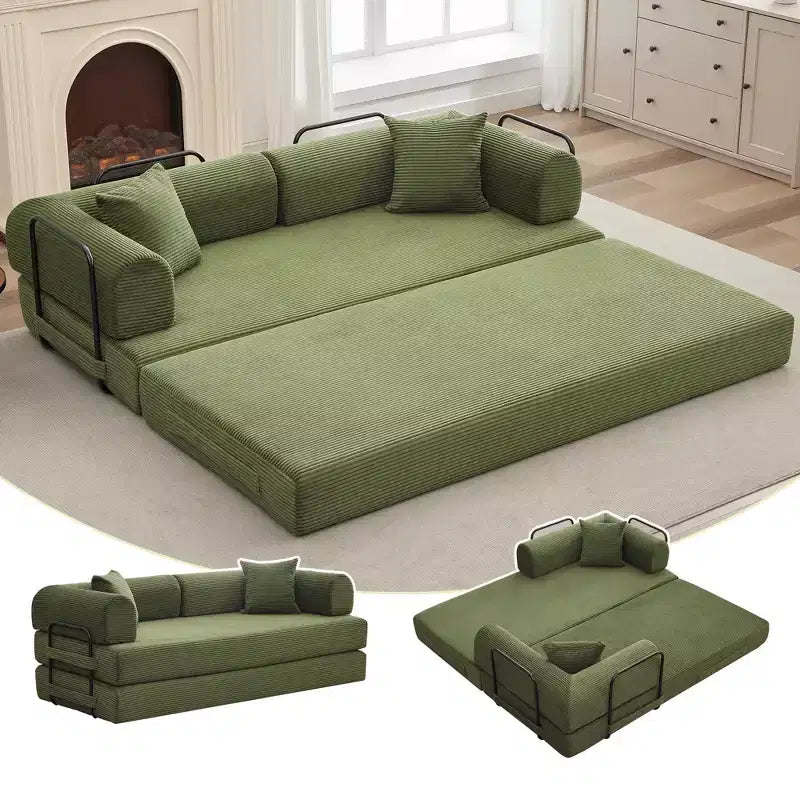 Acekool Schlafsofa mit umwandelbarem Bodensofa-Design, tiefer Sitzfläche und angenehmem Cordbezug