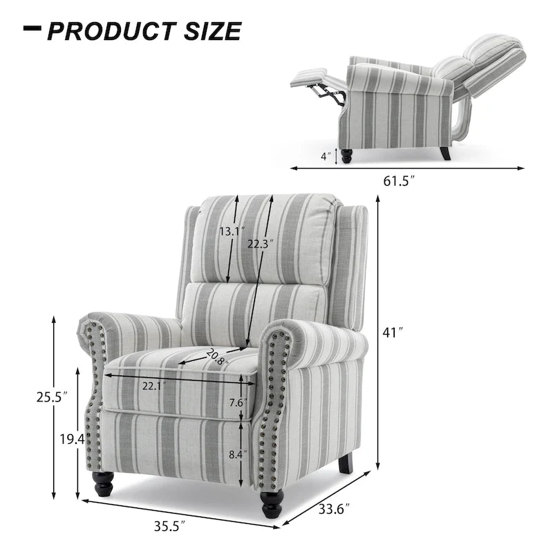 Set di 2 poltrone reclinabili con seduta imbottita e borchie decorative