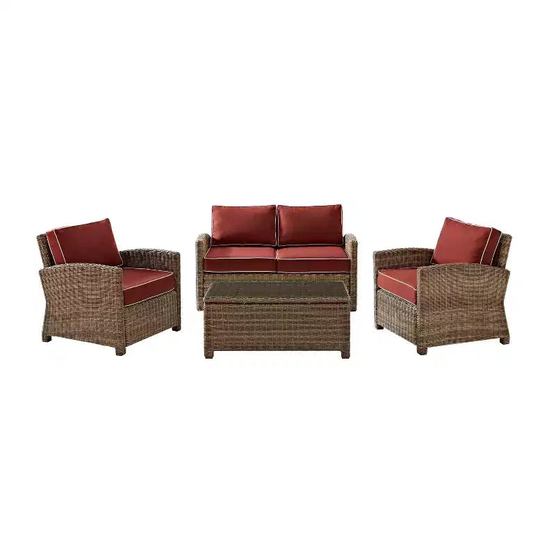 Set da esterno Bradenton in vimini, 4 pezzi - Crosley