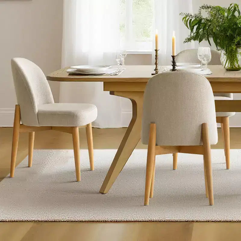 Ensemble de salle à manger de 7 pièces, table à tréteaux extensible de 78-96 avec chaises rembourrées à pieds en bois massif-Panipeachy
