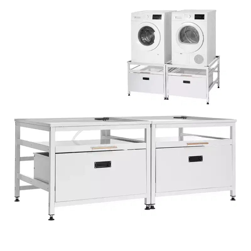 VEVOR wasmachine- en drogerverhoging, 22.6 in hoog, 29x29 in, met uitschuifbare lade en opbergruimte, draagvermogen van 800 lbs, antislip, wit
