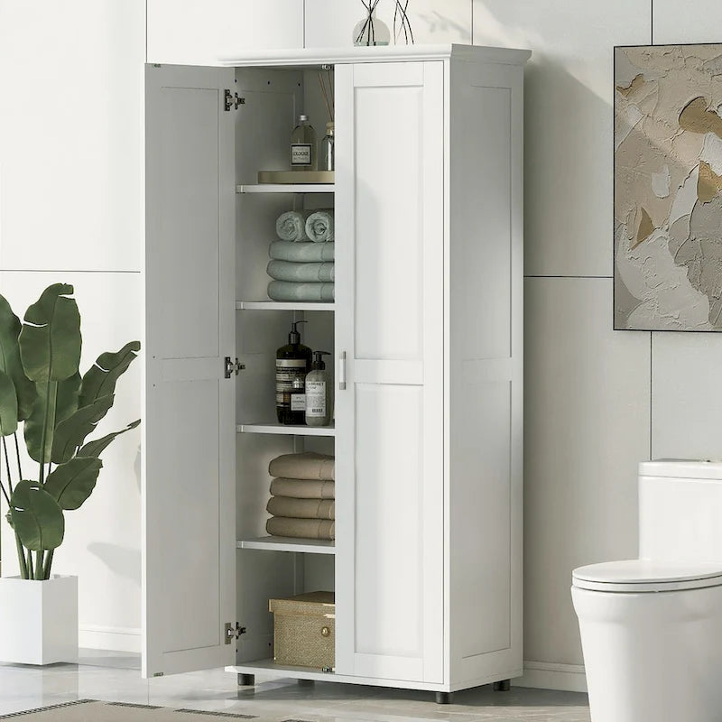 Mobiletto da bagno con due ante, ripiano regolabile, pannello in MDF