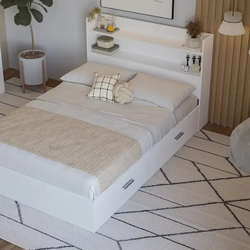 Letto con struttura a piattaforma Hunter con testiera