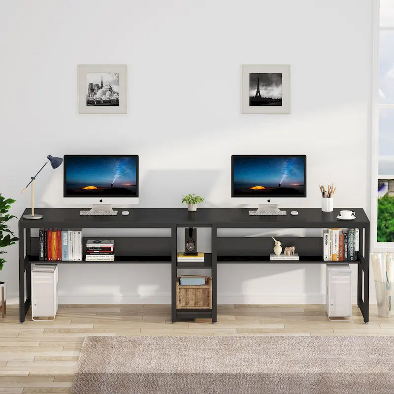 Bureau double pour deux personnes de 78.7, avec bibliothèque