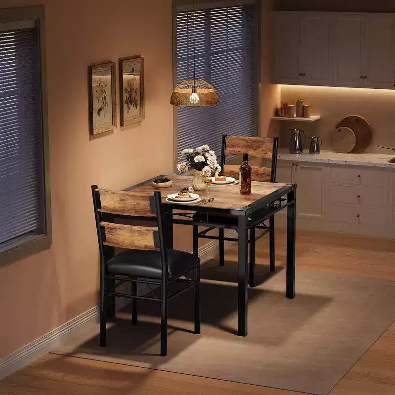 Ensemble de table à manger pour 4 personnes, avec 4 chaises rembourrées, ensemble de 5 pièces en bois pour la cuisine ou la salle à manger avec protège-coins, pour cuisine, appartement et petit espace