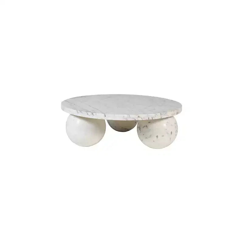 Table basse ronde en marbre avec pieds sphériques, multicolore, pour 4 personnes??