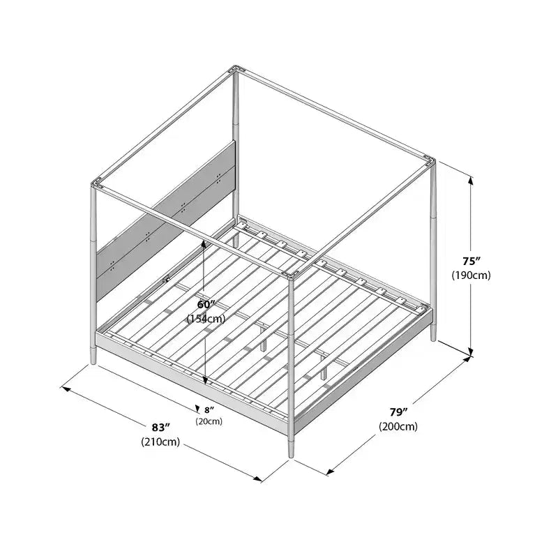 Harbor Himmelbett in King-Size mit gepolstertem Kopfteil, Blond/Swiss Coffee (MD2411-01)
