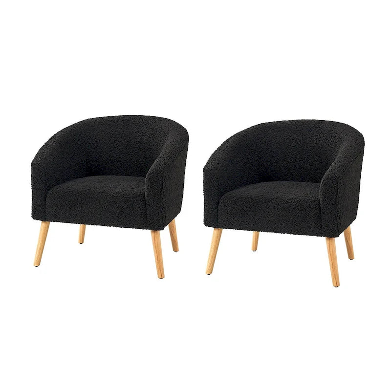 Set di 2 poltrone moderne Sheila da 30 W in bouclé con gambe in legno massello di HULALA HOME