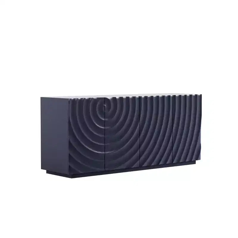 59 modern spiraalvormig dressoir, laag opbergmeubel voor de hal met deuren met 3D-ribbelstructuur