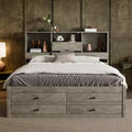 Queensize bed met opbergrek en 8 laden, eenvoudig te monteren