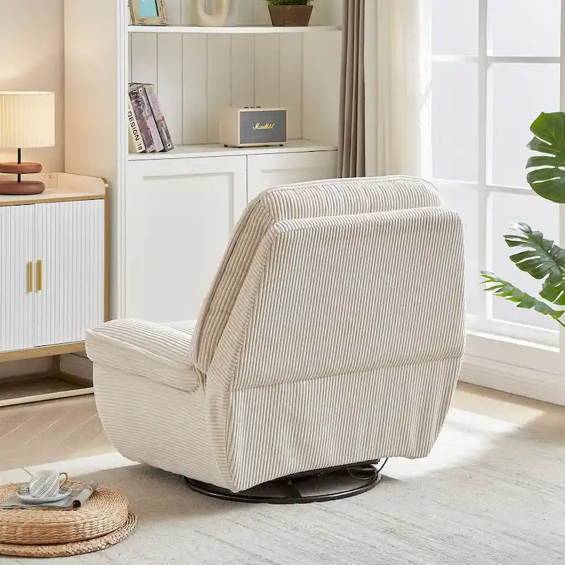 Drehsessel mit Cordbezug, Schaukelfunktion und Fußstütze fürs Wohnzimmer