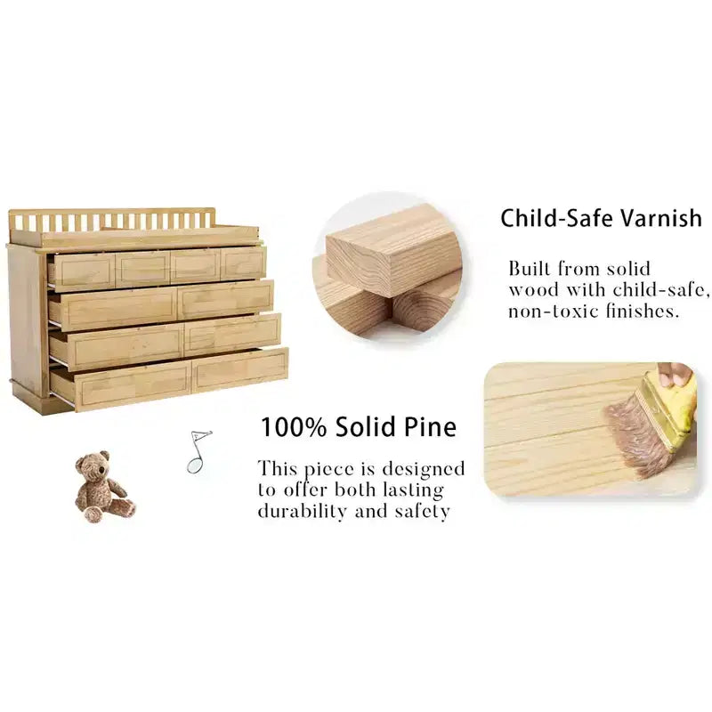 Fasciatoio e cassettiera Homsee in legno massello di pino: piano rimovibile, cassetti, elemento essenziale tutto in uno per la cameretta dei genitori
