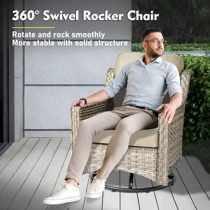 Ensemble de mobilier de jardin extérieur XIZZI de 9 pièces avec fauteuil pivotant