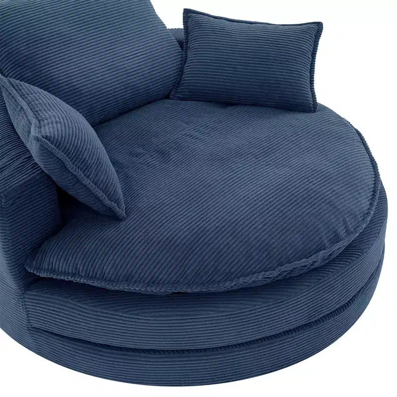 Fauteuil d’appoint pivotant à 360°, fauteuil tonneau rond pivotant avec coussin pour le salon