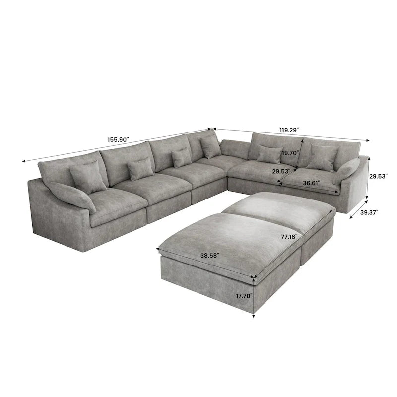 Großes Ecksofa aus Leinen für das Wohnzimmer