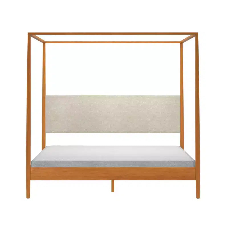 Harbor Himmelbett in King-Size mit gepolstertem Kopfteil, Blond/Swiss Coffee (MD2411-01)